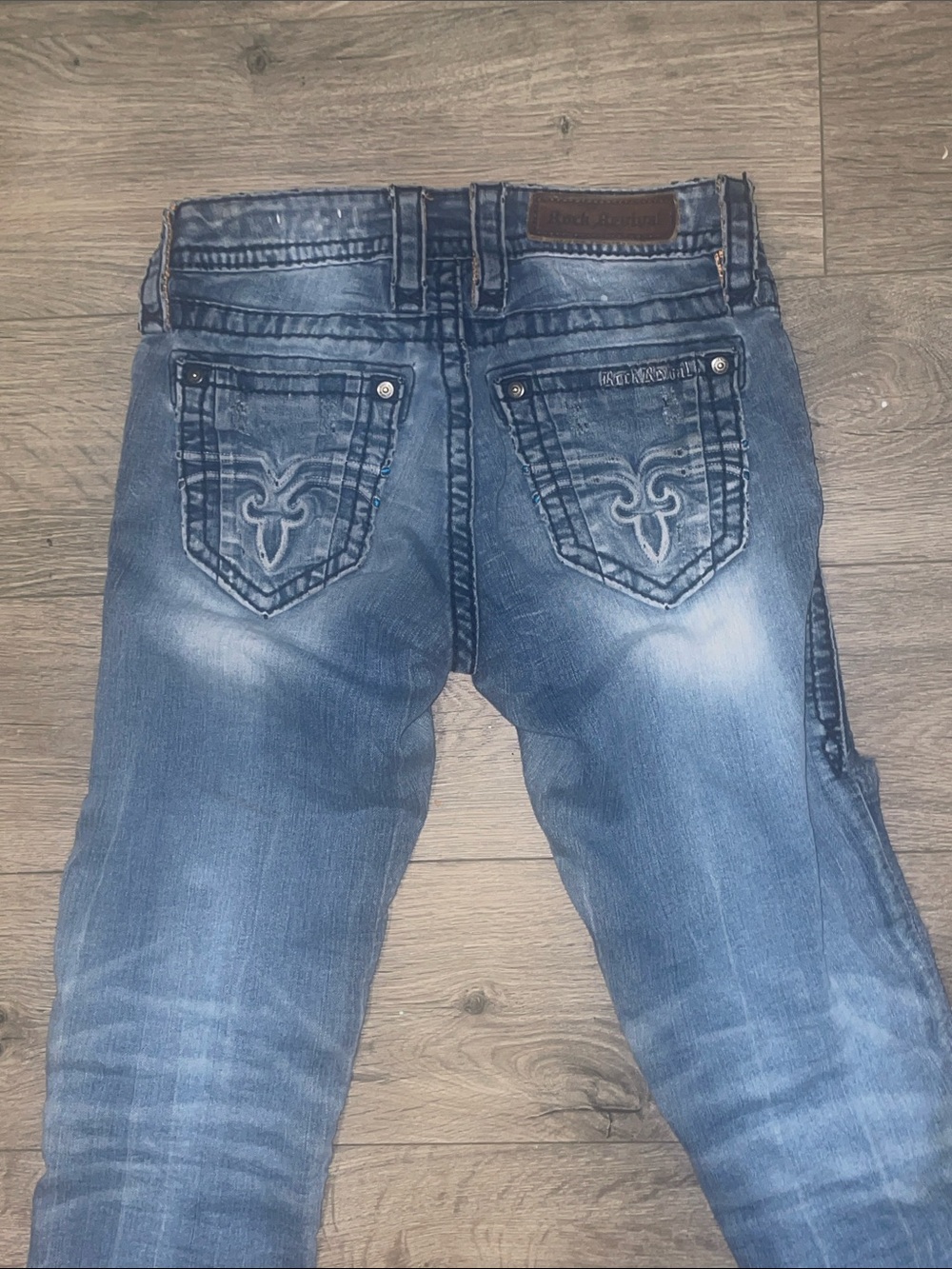 Women’s rock revival distressed skinny ankle jeans size 24